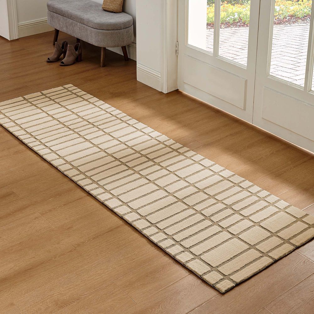 100% wool hand-knotted tufted runner rug