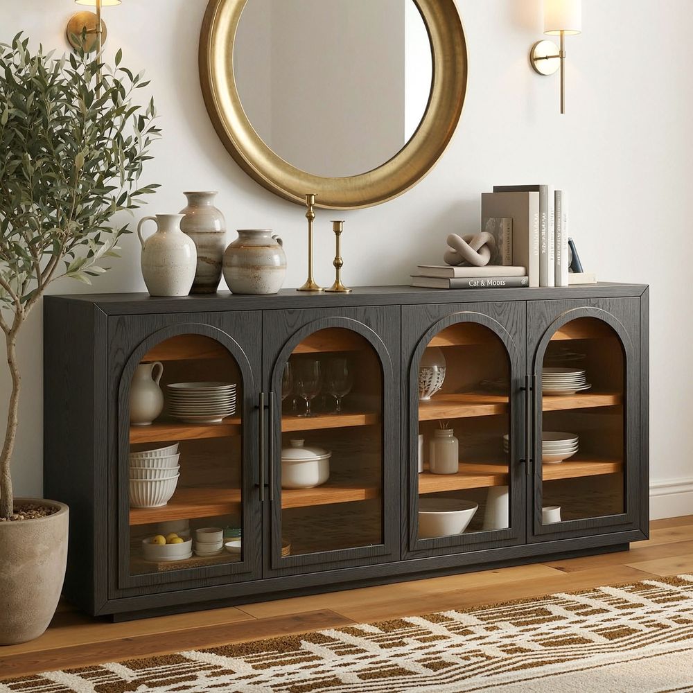 black arched door sideboard