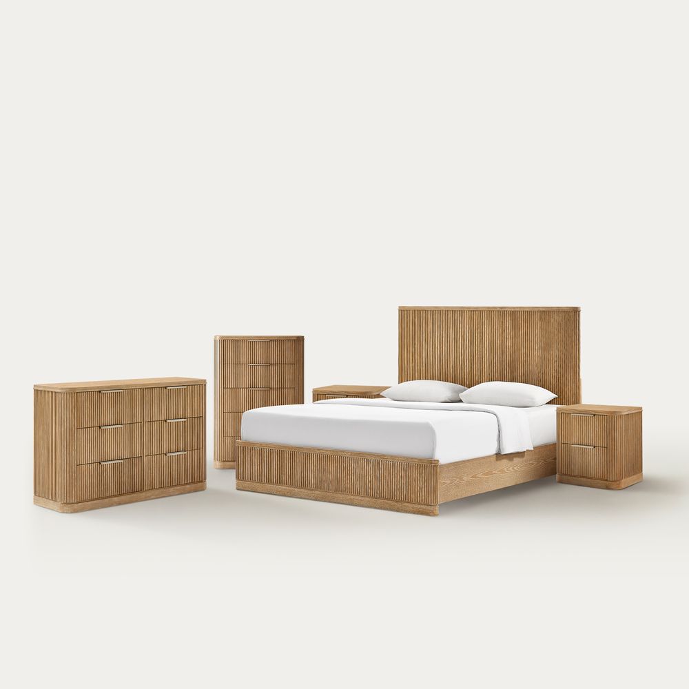 Wooden Fluted Bedroom Set