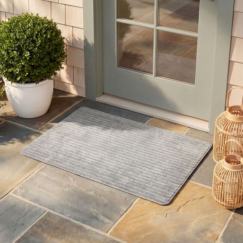 Diagonal Stripes Doormat gray