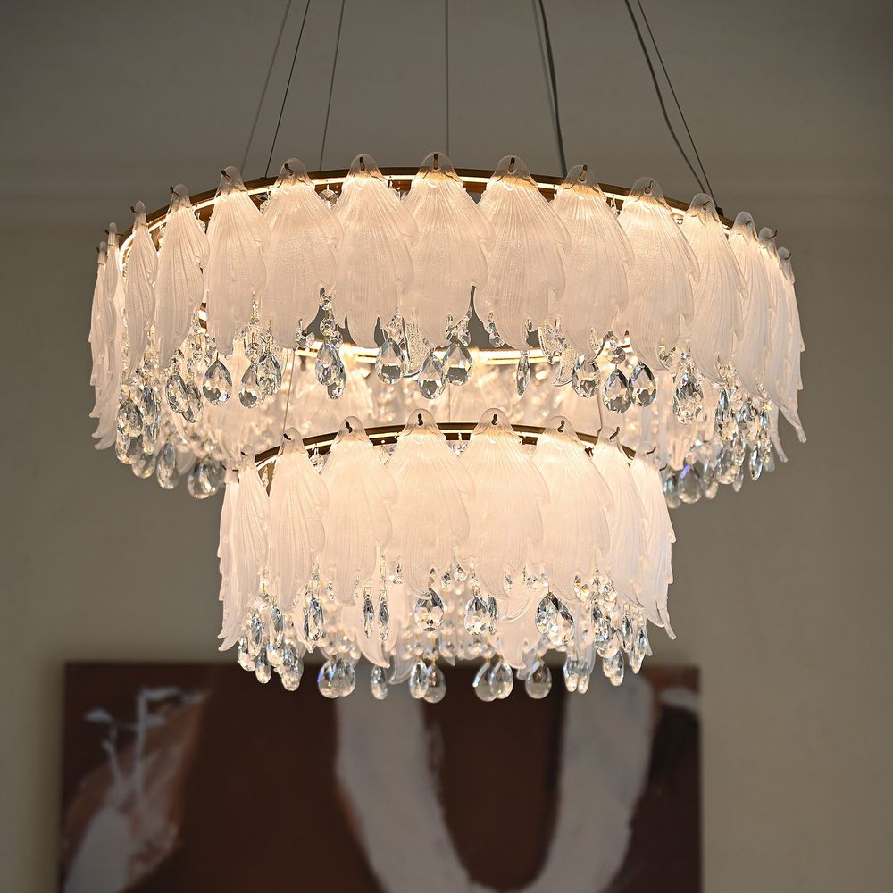 31 inch chandelier height adjustable with crystal pendant