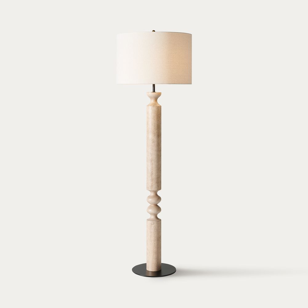 washed rubber wood floor lamp