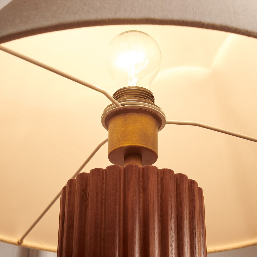 Wooden Fluted Table Lamp