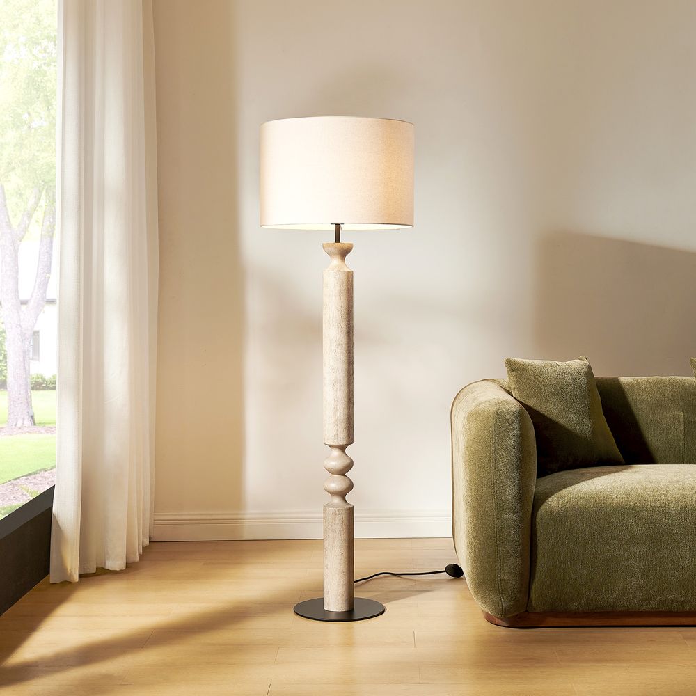 washed rubber wood floor lamp
