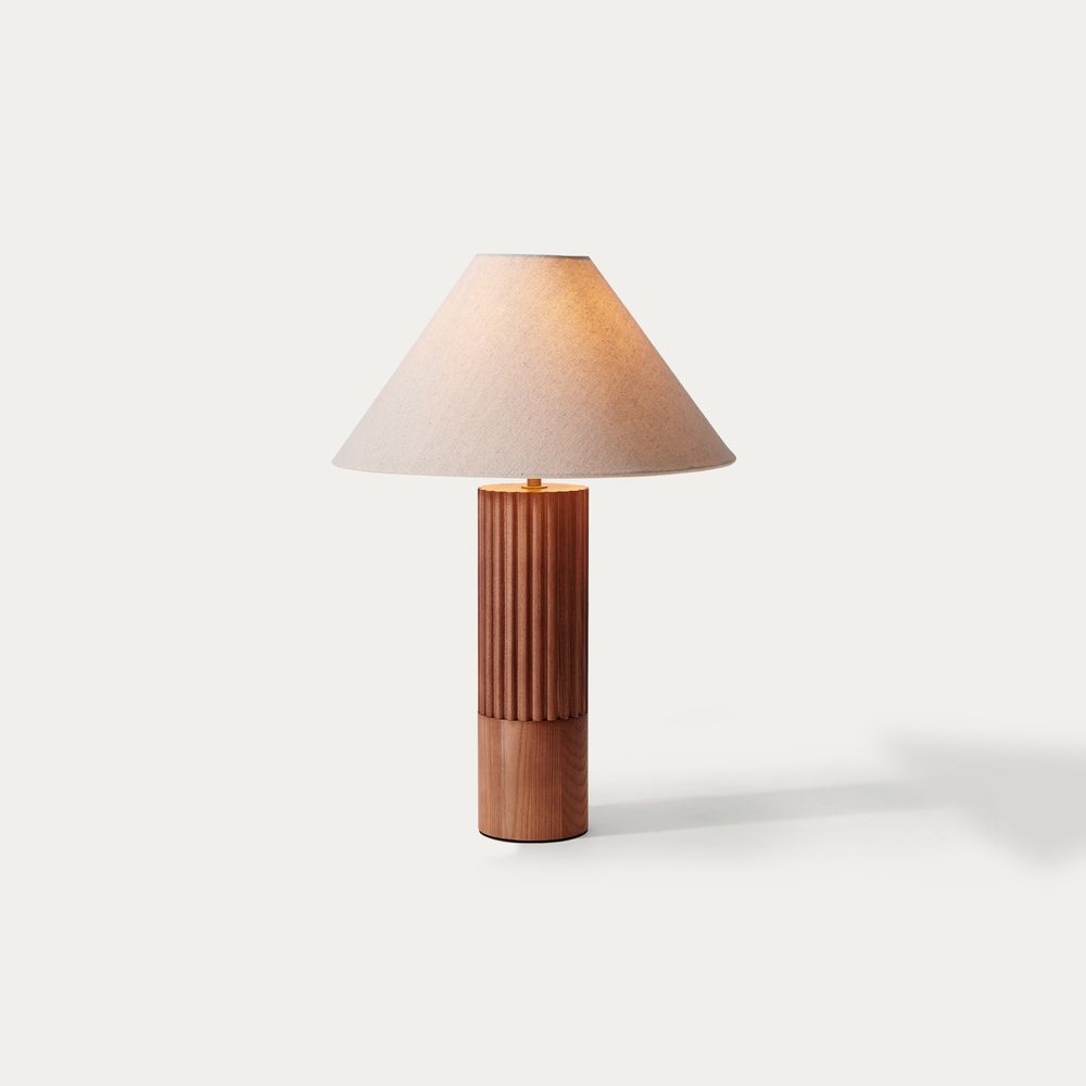 Wooden Fluted Table Lamp