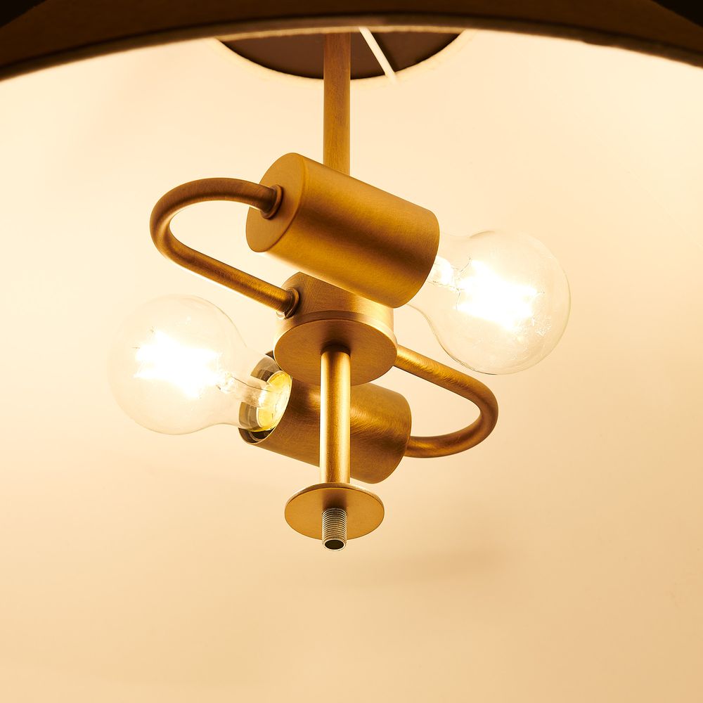Cloth shade pendant light with metal brass post