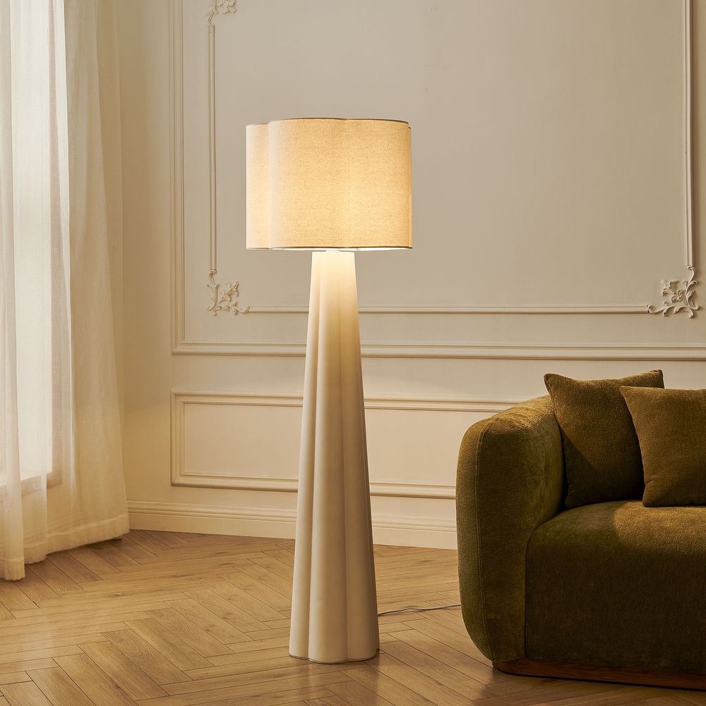 white cement floor lamp