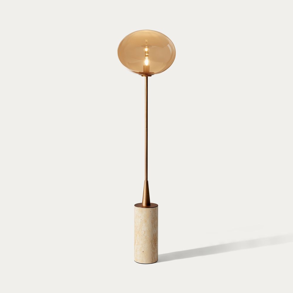 electroplated champagne glass travertine floor lamp