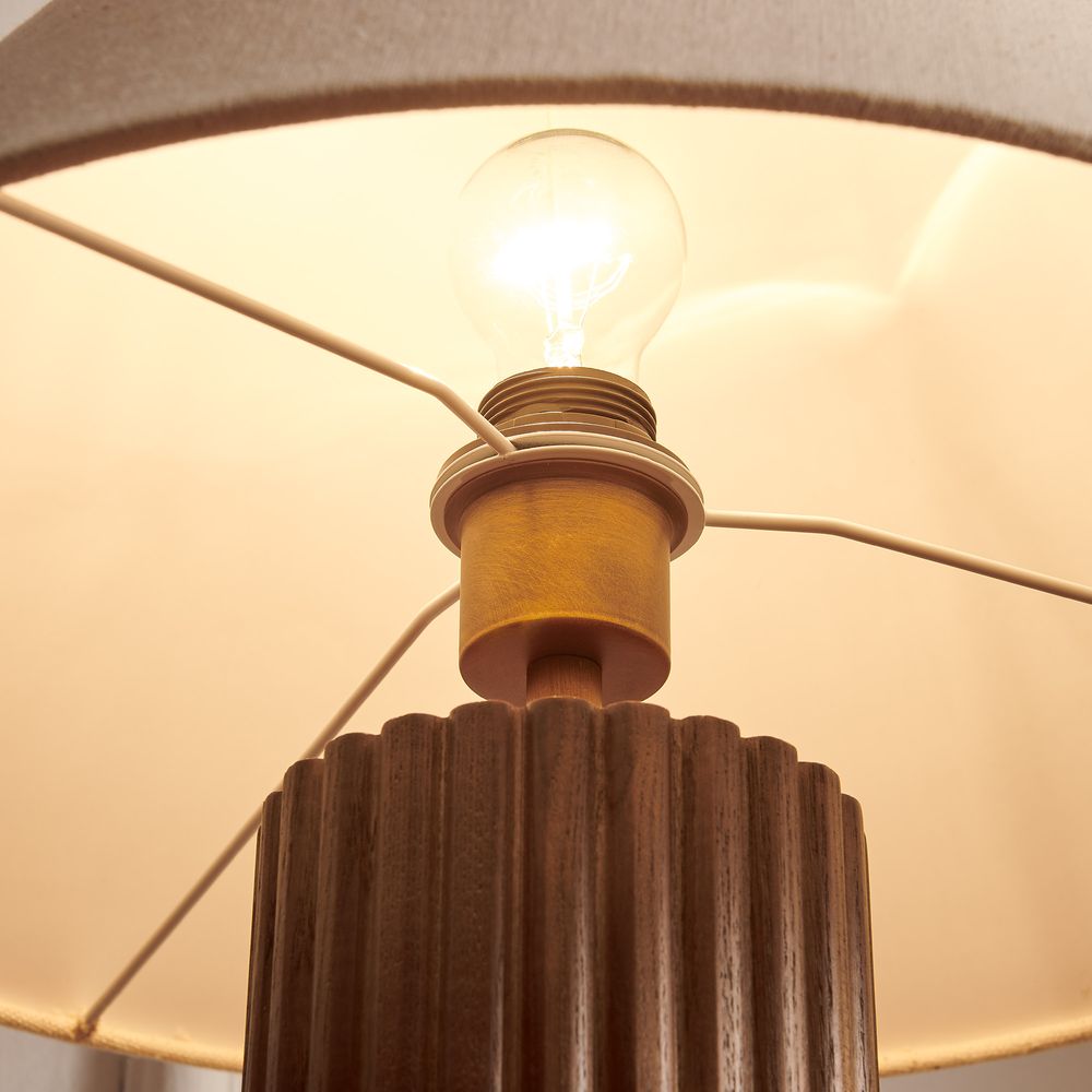 Wooden Fluted Table Lamp