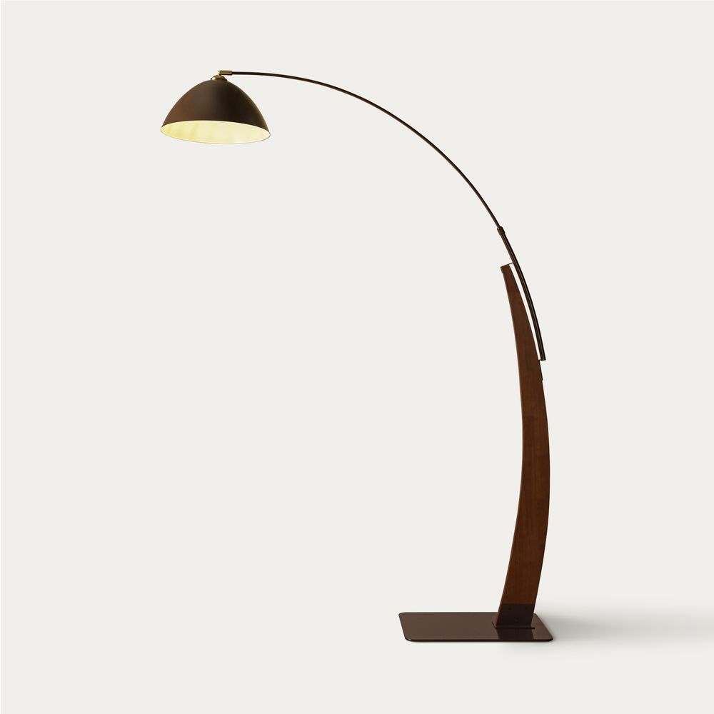 solid wooden arc floor lamp