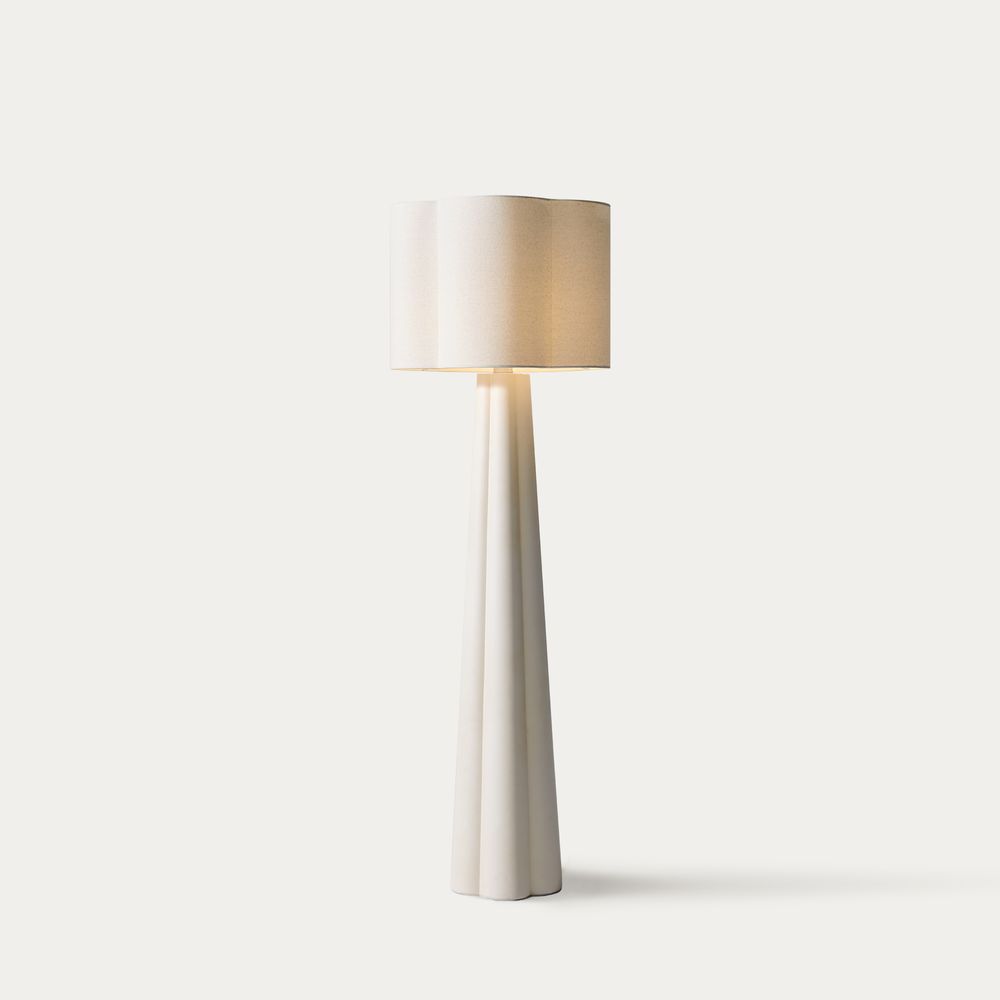 white cement floor lamp
