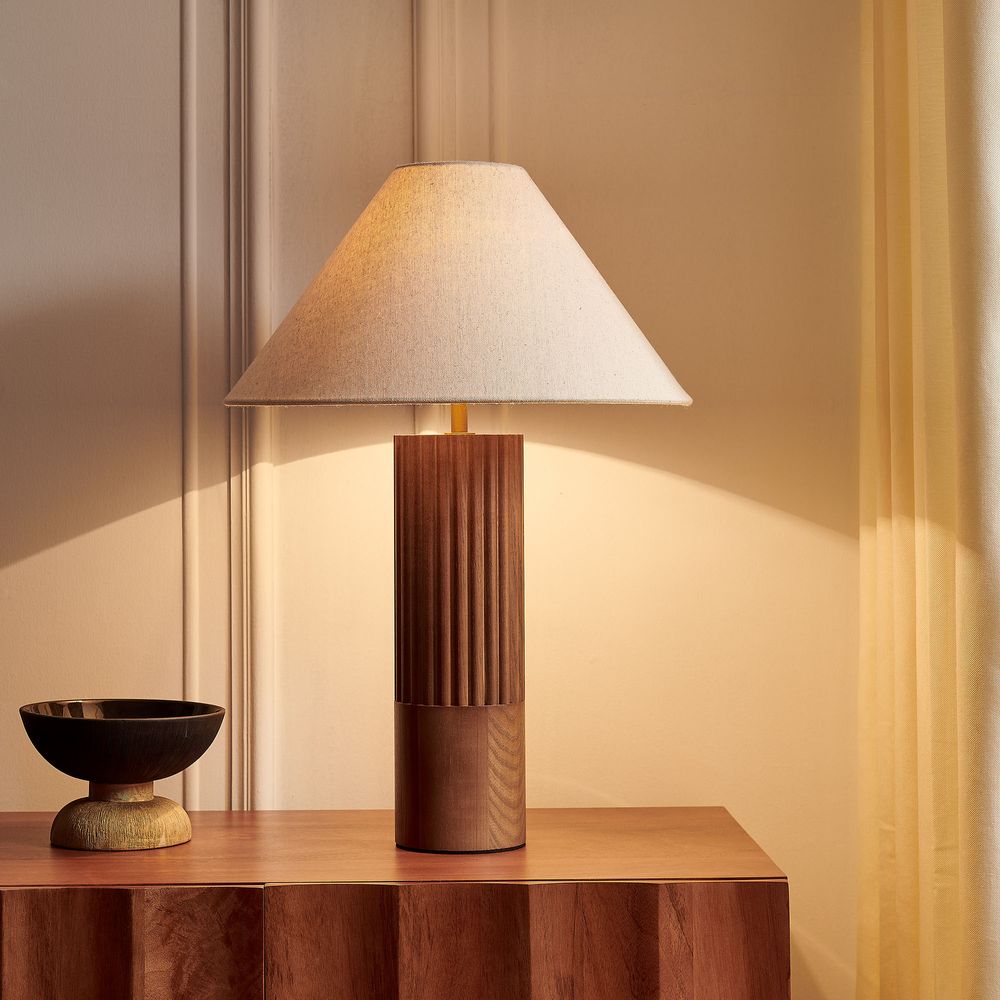 Wooden Fluted Table Lamp