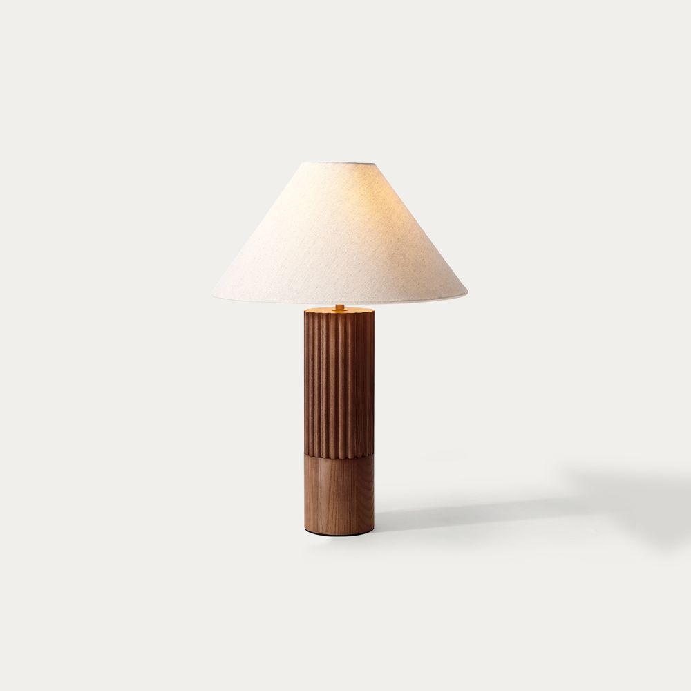 Wooden Fluted Table Lamp
