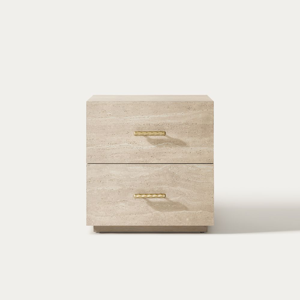 Renata 23 inch Travertine Textured Oak Nightstand with 2 Drawers