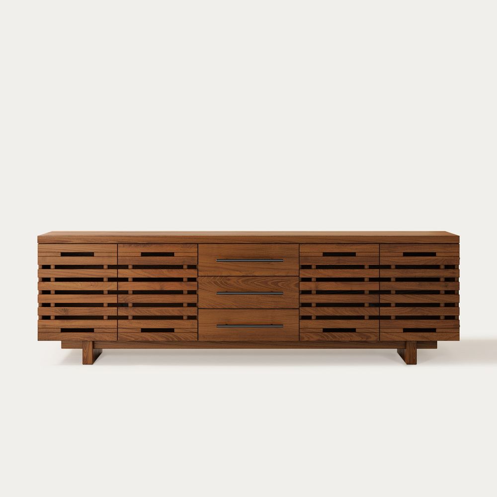 Walnut Slatted TV Stand