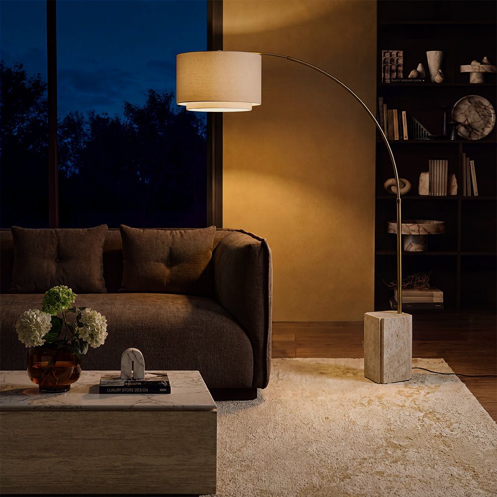 travertine base floor lamp