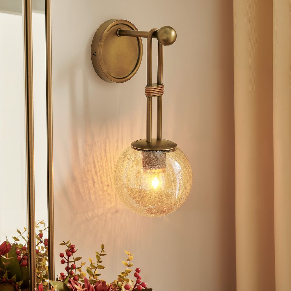 crackle glass sconce with round shade
