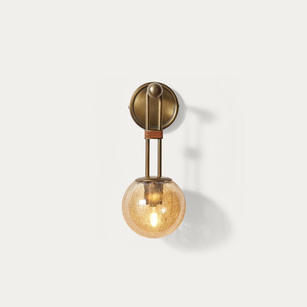 crackle glass sconce with round shade