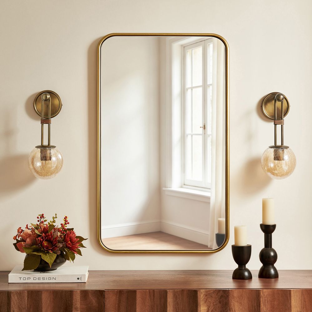 crackle glass sconce with round shade