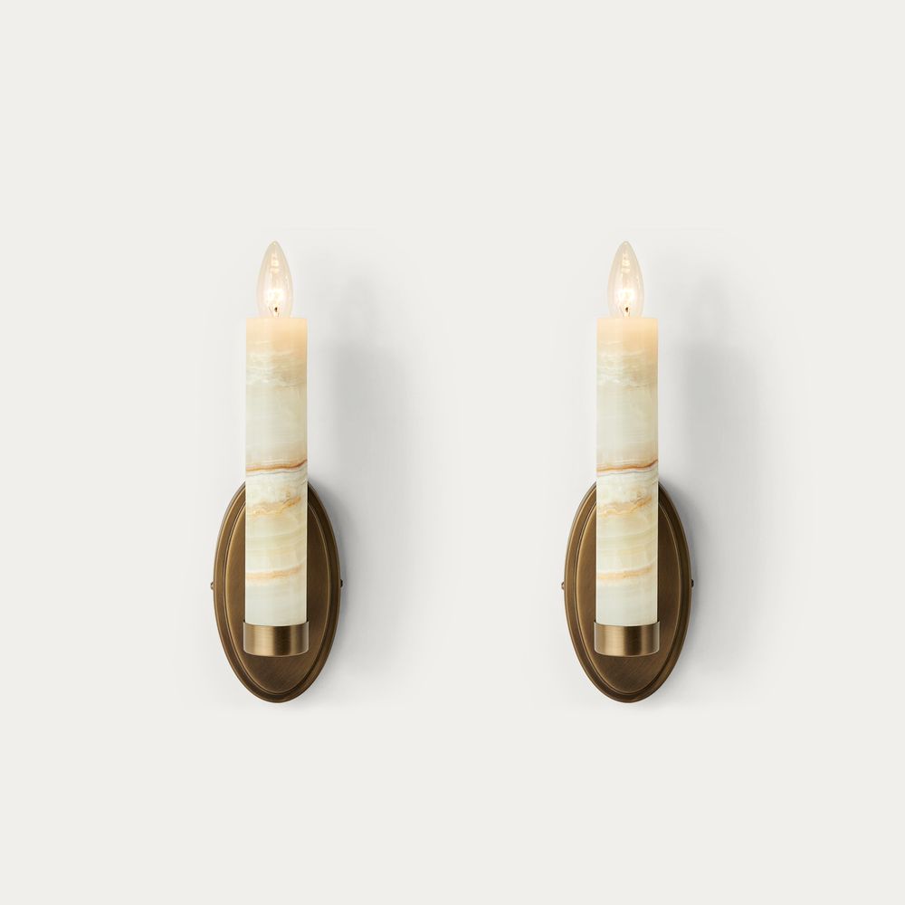 cream onyx sconce set  of 2