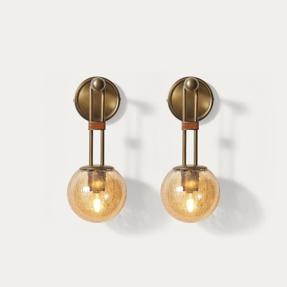 crackle glass sconces set of 2
