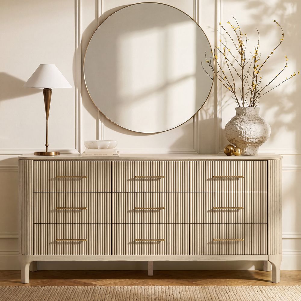 Skugga 70" Oak 9-Drawer Dresser - image 3 of 11