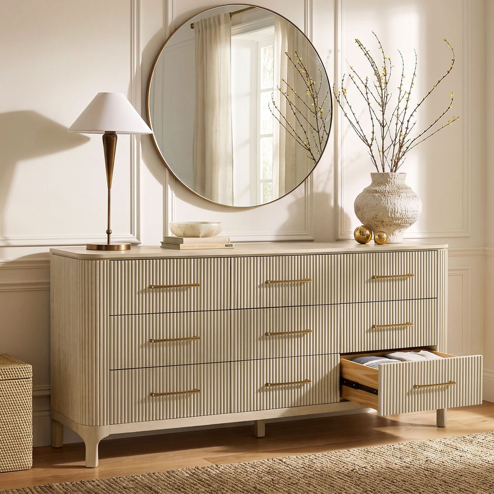 Skugga 70" Oak 9-Drawer Dresser - image 2 of 11