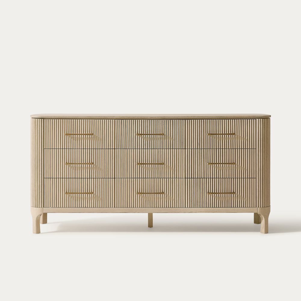Skugga 70" Oak 9-Drawer Dresser