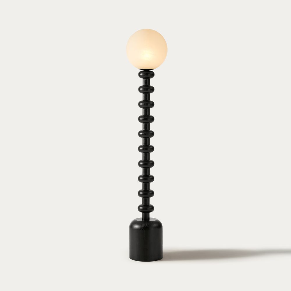 stacked wooden segments post floor lamp - image 1 of 6