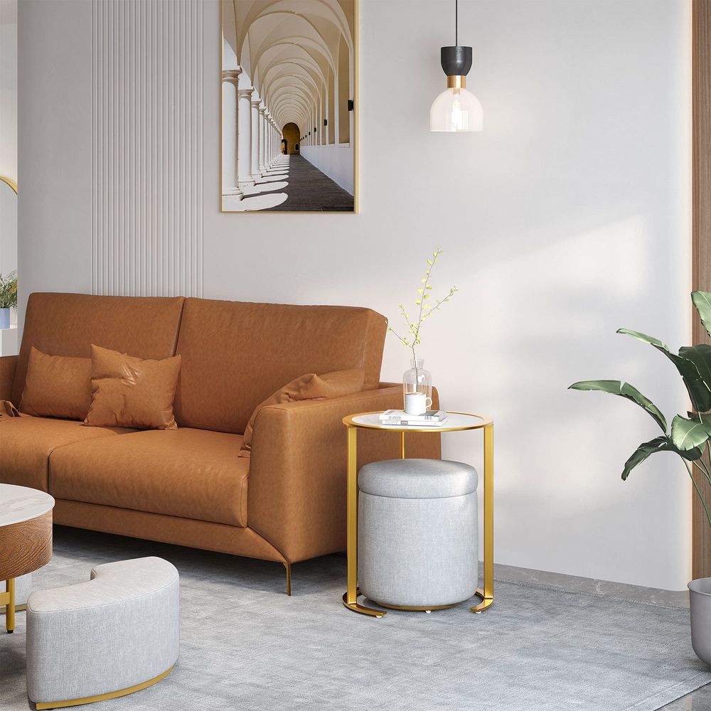 Hernest | 19.7" Marble Side Tables, Modern Accent Side Table & Storage ...