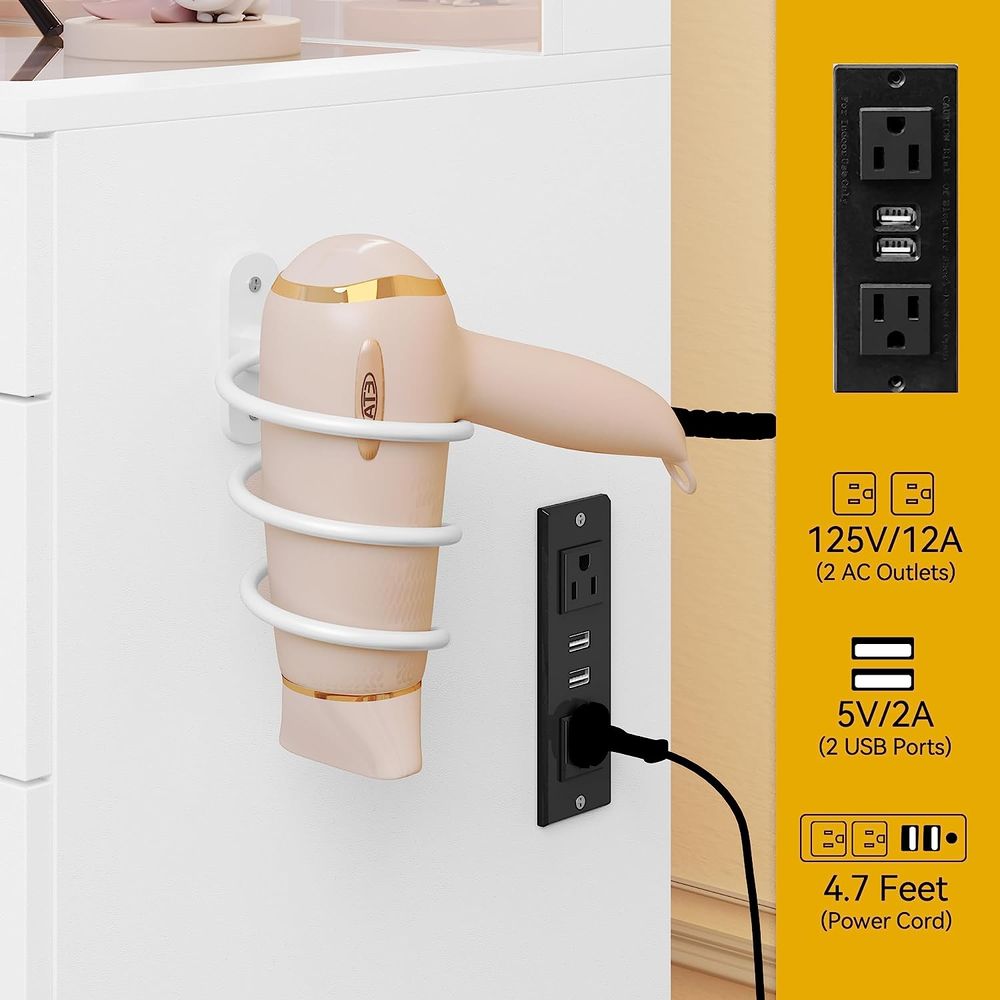 Odette 46 Inch Modern Makeup Vanity With 11 Drawers Led Lighted Mirror And Power Outlet White