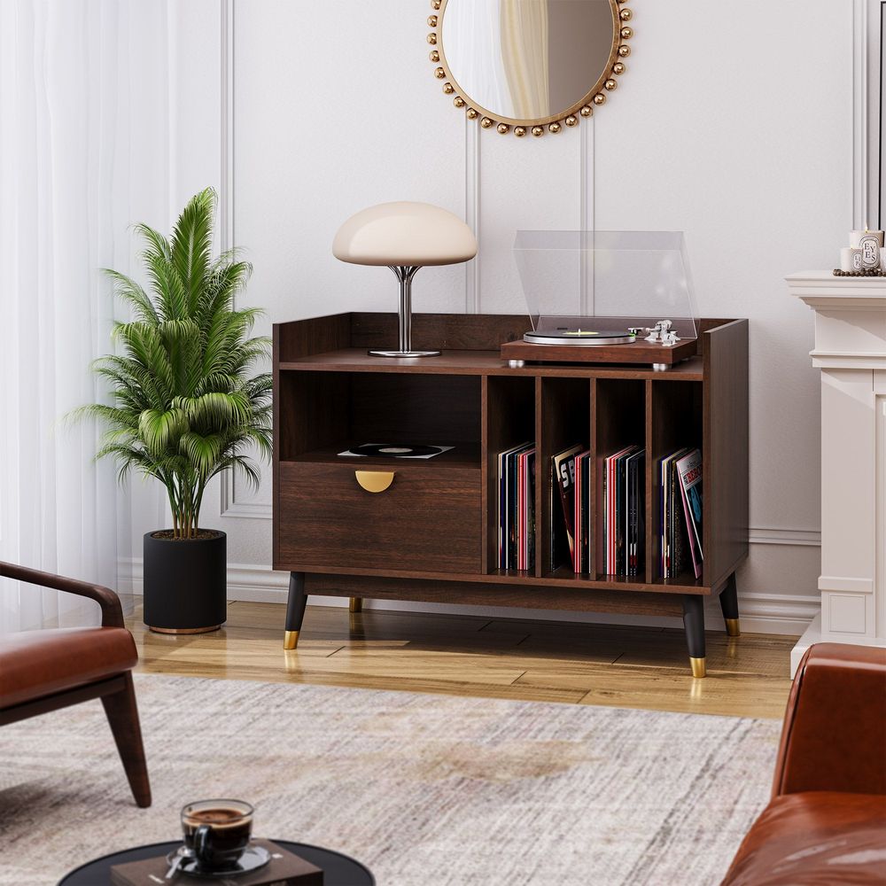 Hernest Hernest Mid Century Record Player Media Turntable