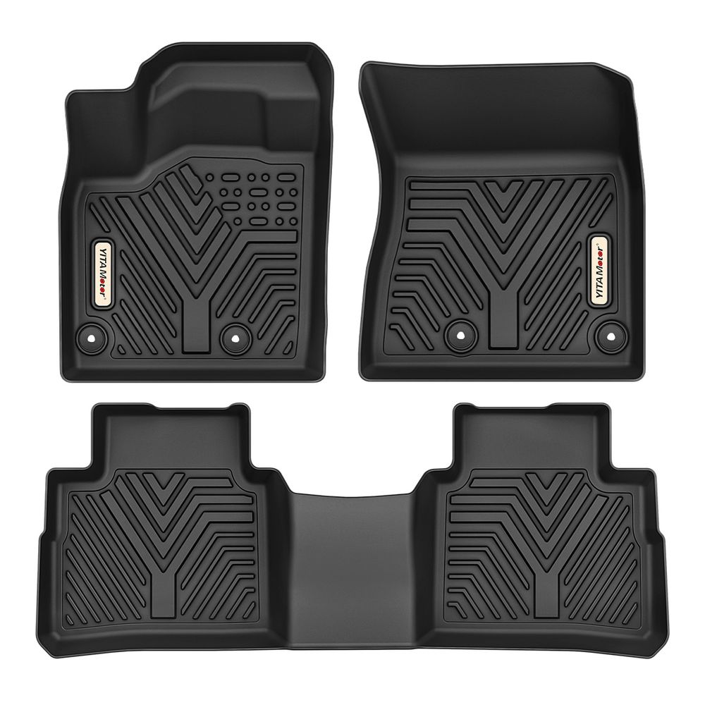 All-Weather Floor Mats for 2021-2026 Nissan Rogue, TPE 1st & 2nd Row Car Floor Liners, Slush Protection, Black