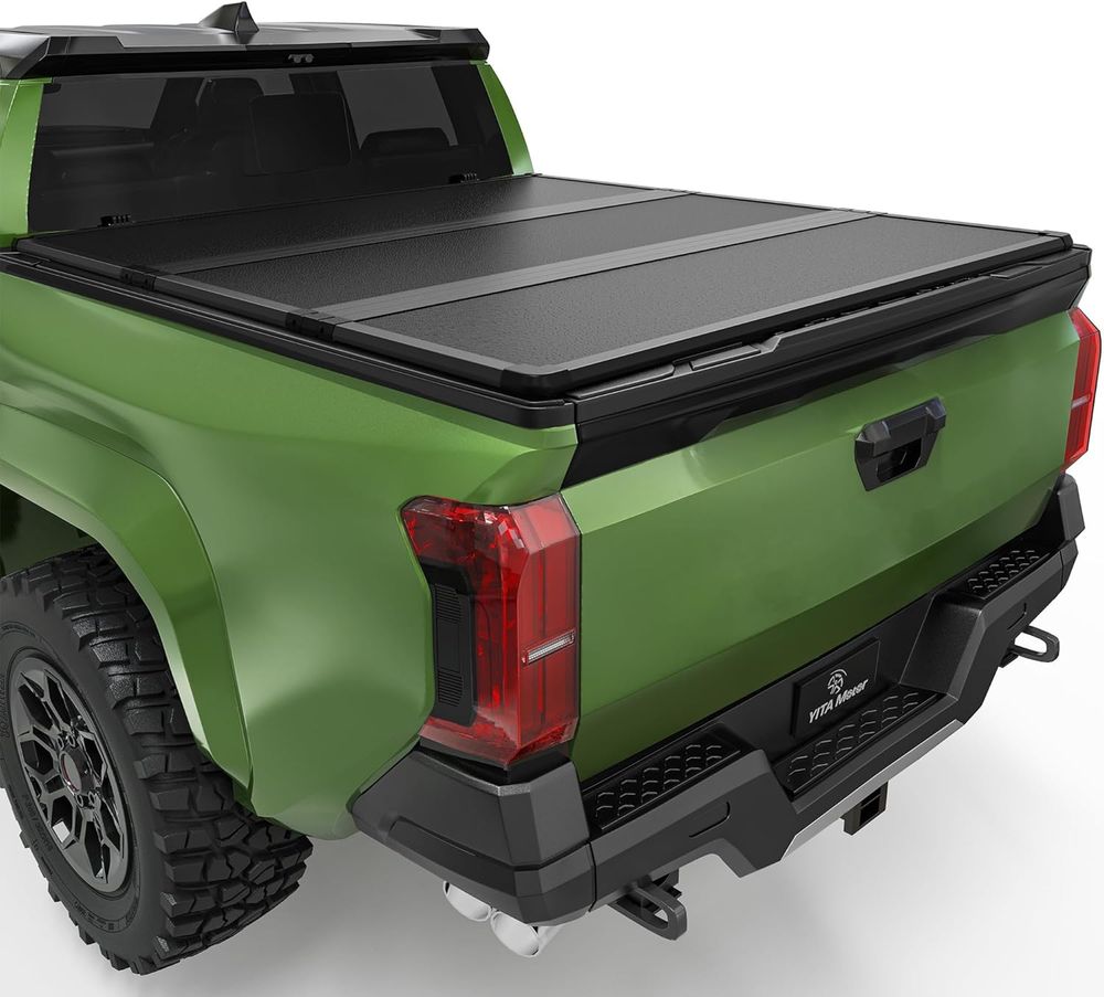 Toyota Tacoma tonneau cover, Toyota Tacoma bed cover, Tacoma hard tonneau cover, Tacoma hard tri fold tonneau cover, FRP tonneau cover, Toyota Tacoma 2024 tonneau cover, Toyota Tacoma 2025 tonneau cover, Toyota Tacoma 2026 tonneau cover, Toyota Tacoma 5 ft bed cover, Toyota Tacoma deck rail system tonneau cover, hard folding truck bed cover, tri fold truck bed cover, FRP hard folding bed cover, no drill tonneau cover, locking truck bed cover, waterproof truck bed cover, pickup truck bed cover, Tacoma accessories, YITAMOTOR tonneau cover