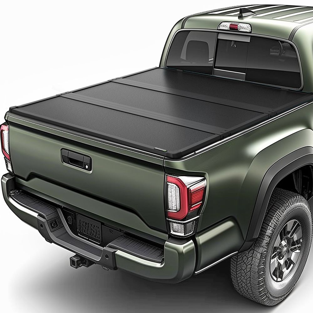 Toyota Tacoma tonneau cover, Tacoma bed cover, hard tri fold tonneau cover, FRP tonneau cover, fiberglass truck bed cover, Toyota Tacoma hard bed cover, 2016-2023 Toyota Tacoma accessories, Tacoma 5 ft bed cover, hard folding truck bed cover, locking truck bed cover, weatherproof tonneau cover, no drill bed cover, pickup truck bed cover, YITAMOTOR Tacoma tonneau cover