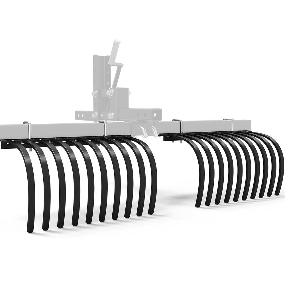 Landscape Rake Implement for ATV/UTV Removal of Rock Grass Bunches and Debris