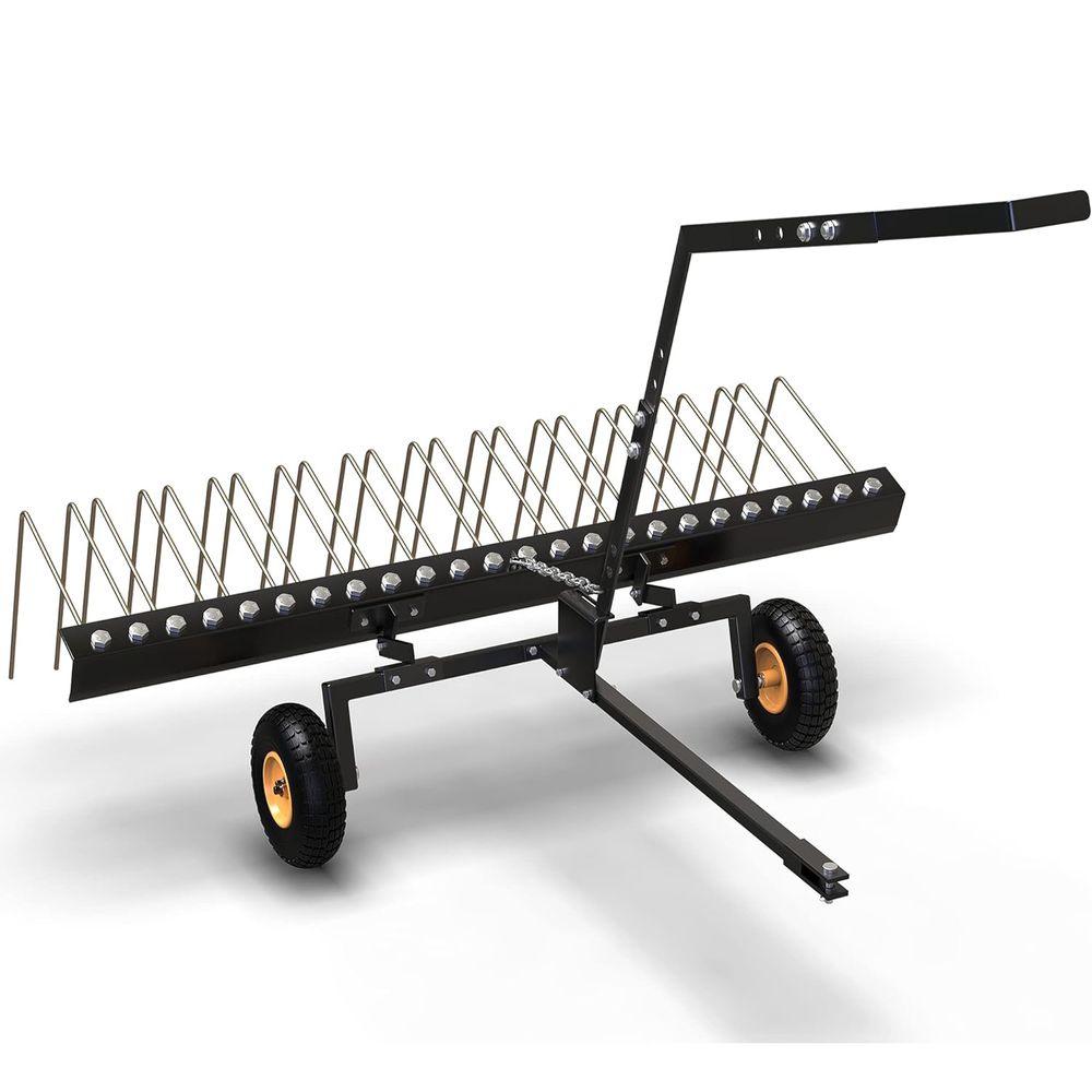 60" ATV Tow Behind Lawn Rake Durable Corrosion Resistant Steel Pine Straw Rake