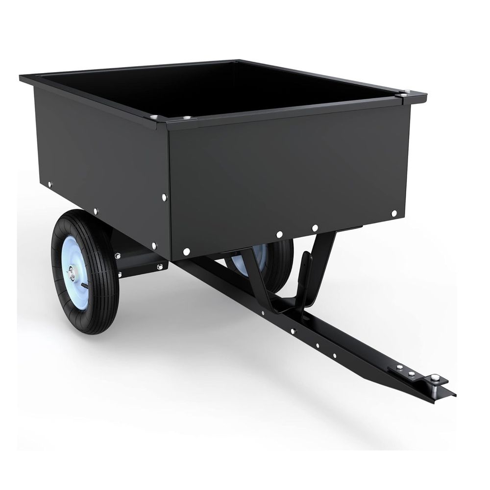 350LB 8 Cubic Feet Steel Dump Cart ATV/UTV Trailer Tow Behind Lawn Black