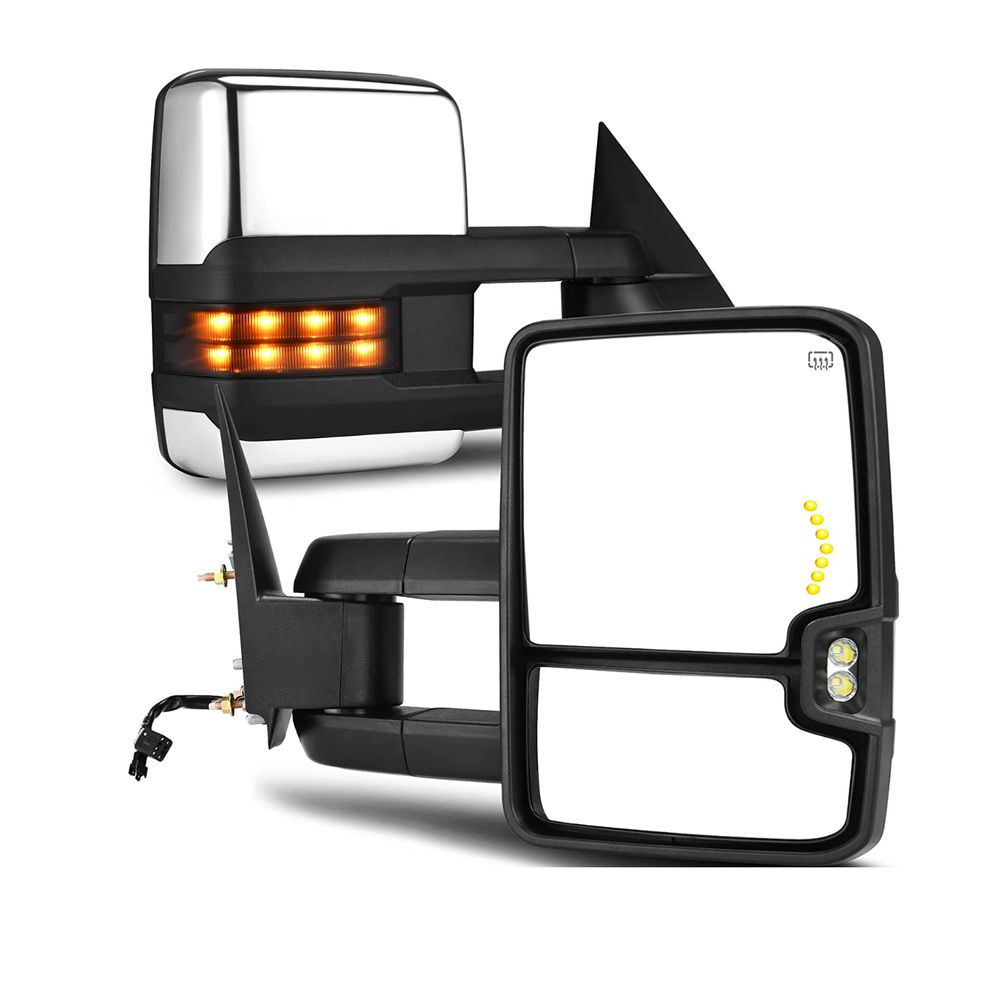 1999-2002 Chevy Silverado Sierra 1500 2500, 2001-2002 GMC Yukon XL Denali Towing Mirrors with LED Turn Signal Light