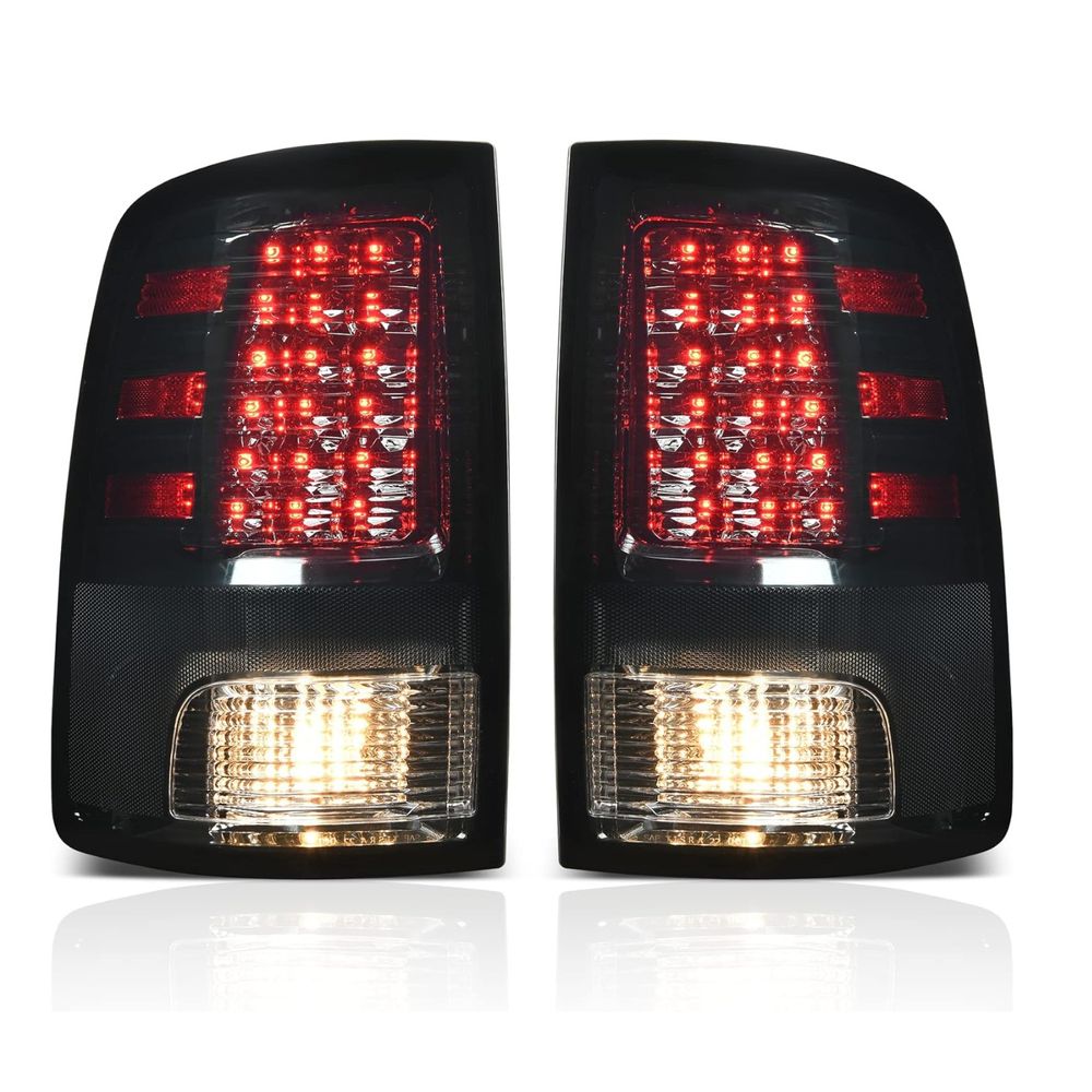 Tail Lights Compatible with 2009-2018 Dodge Ram 1500, 2010-2018 Dodge Ram 2500 3500, 19-22 Ram 1500 Classic Black Smoked Lens Replacement LED Brake Tail Lamps Taillights Assembly