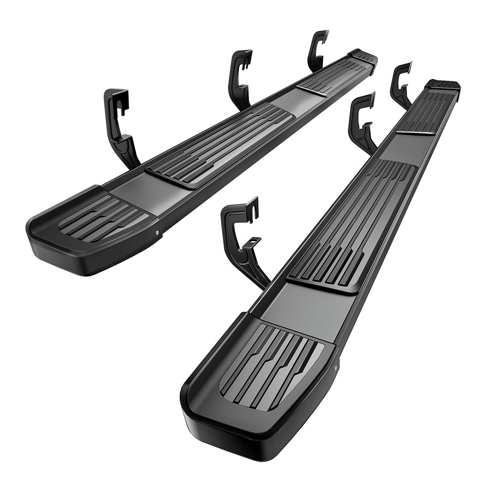 6 Inches Running Boards Compatible with 2007-2018 Chevy Silverado/GMC Sierra 1500, 2007-2019 2500HD 3500HD, 2019 LD/Limited Crew Cab, Stainless Steel Side Steps Black Nerf Bars