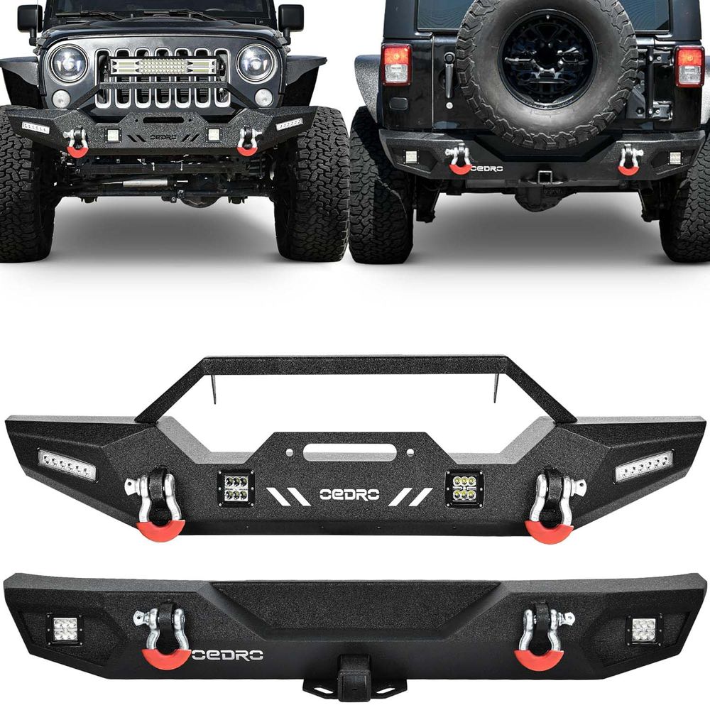 Jeep front rock crawler bumper, 2018 wrangler rear bumper, front bumper combo with the rear bumper, wrangler front and rear bumpers