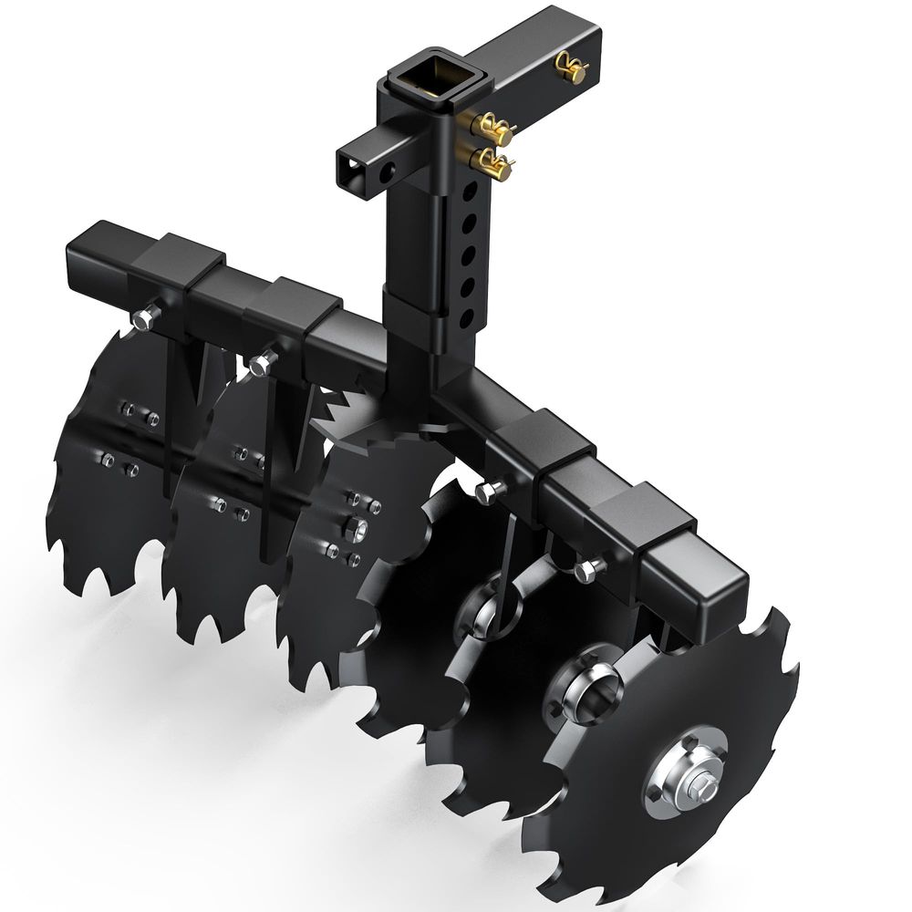 28" Width Disc Plow Harrow with Universal 2" Receiver Mount for ATV/UTV, Black