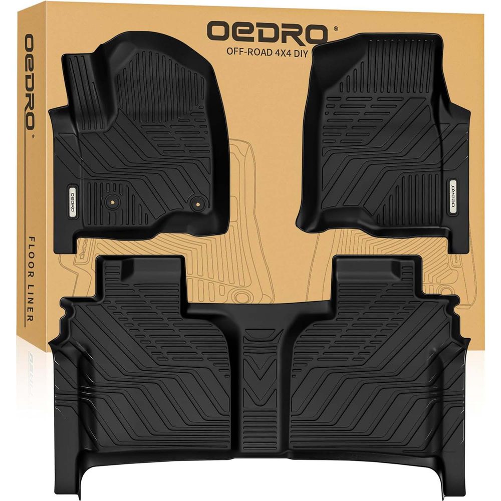 Floor Mats Fits for 2019-2026 Chevy Silverado /GMC Sierra 1500 & 2020-2024 Chevy/GMC 2500HD/3500HD Crew Cab W/ Rear Underseat Storage Box, Front Bucket Seat