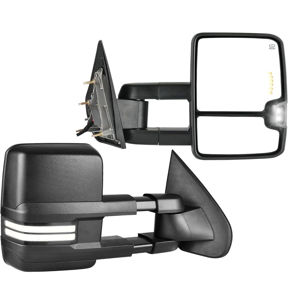 2015 Silverado 2500 HD towing mirrors, K2XX power heated mirrors, Sierra 3500 mirror replacement, LED switchback truck mirrors, YITAMOTOR HD mirrors, power fold delete towing mirrors, black interior tow mirrors