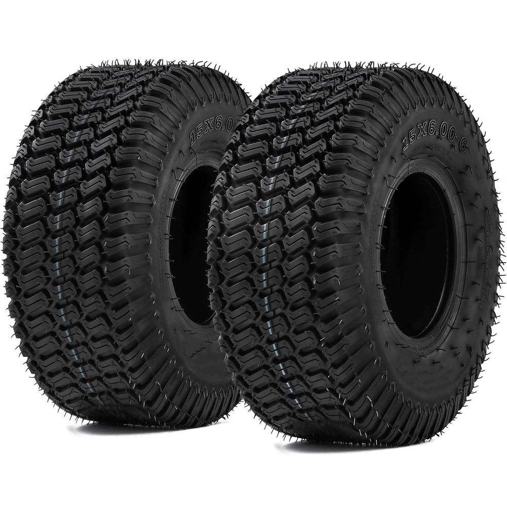 YITAMOTOR lawn mower tires, 15x6-6 tractor tires, 4-ply golf cart tires, garden tractor tires, outdoor equipment tires, farm equipment tires, all-terrain tires, set of 2 tires, puncture-resistant tires, replacement mower tires