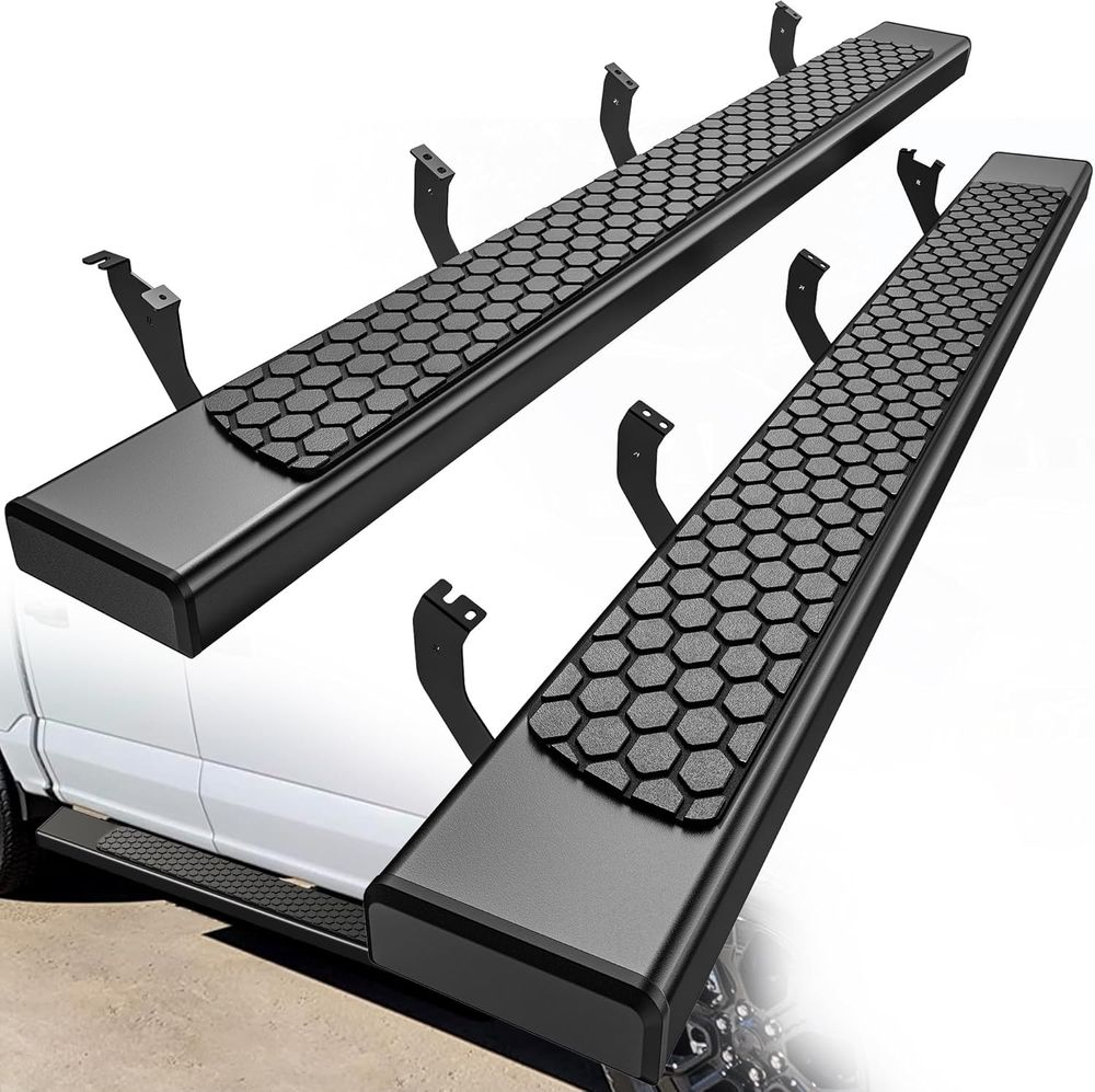 Toyota Tundra running boards, 2022 Tundra side steps, CrewMax step rails, textured black nerf bars, YITAMOTOR Tundra accessories, 6 inch running boards Tundra, Tundra CrewMax side steps