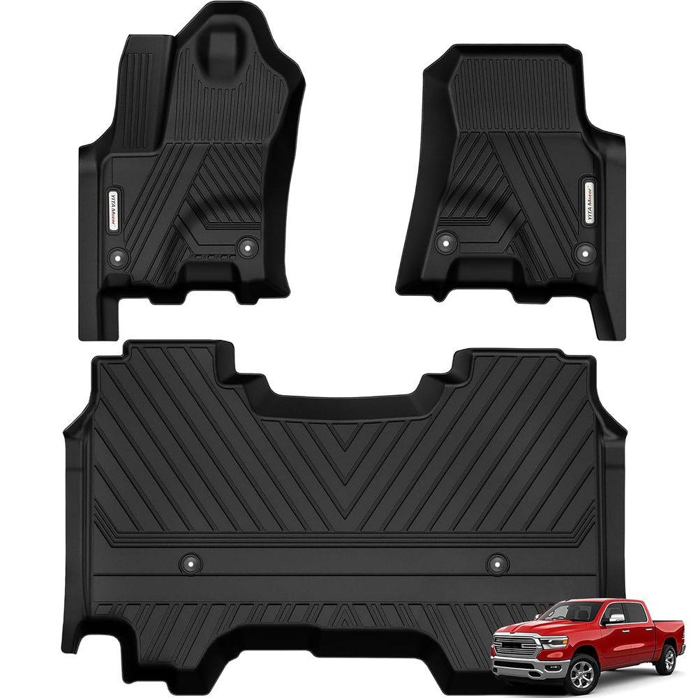 RAM 1500 floor mats, all weather floor liners, TPE floor mats, 2025 2026 RAM accessories, crew cab floor mats, no rear storage mats, waterproof floor liners, YITAMOTOR floor mats