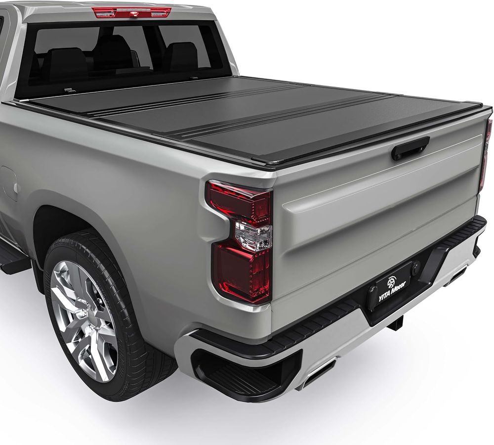 Silverado tonneau cover, GMC Sierra bed cover, hard tri-fold cover, 2024 Silverado accessories, 5.8ft bed cover, low profile truck cover, YITAMOTOR, New Body Style