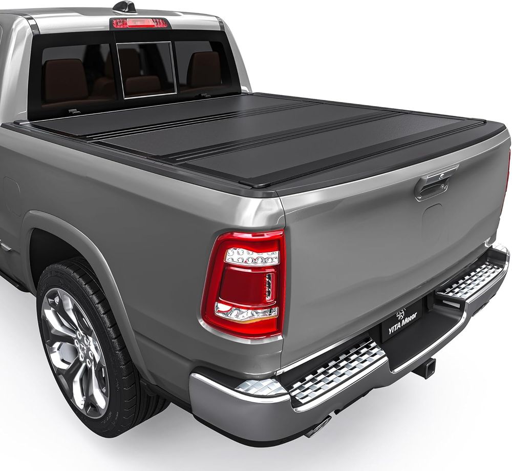 Ram 1500 tonneau cover, hard tri-fold cover, 5.7ft bed cover, low profile truck cover, YITAMOTOR, Ram Classic without Rambox, Dodge Ram 1500 bed cover